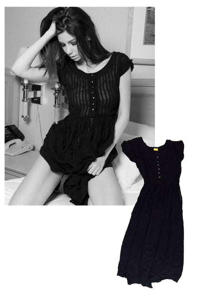 Trish Davis Vintage Black Dress from shoot with STRIPLV Magazine